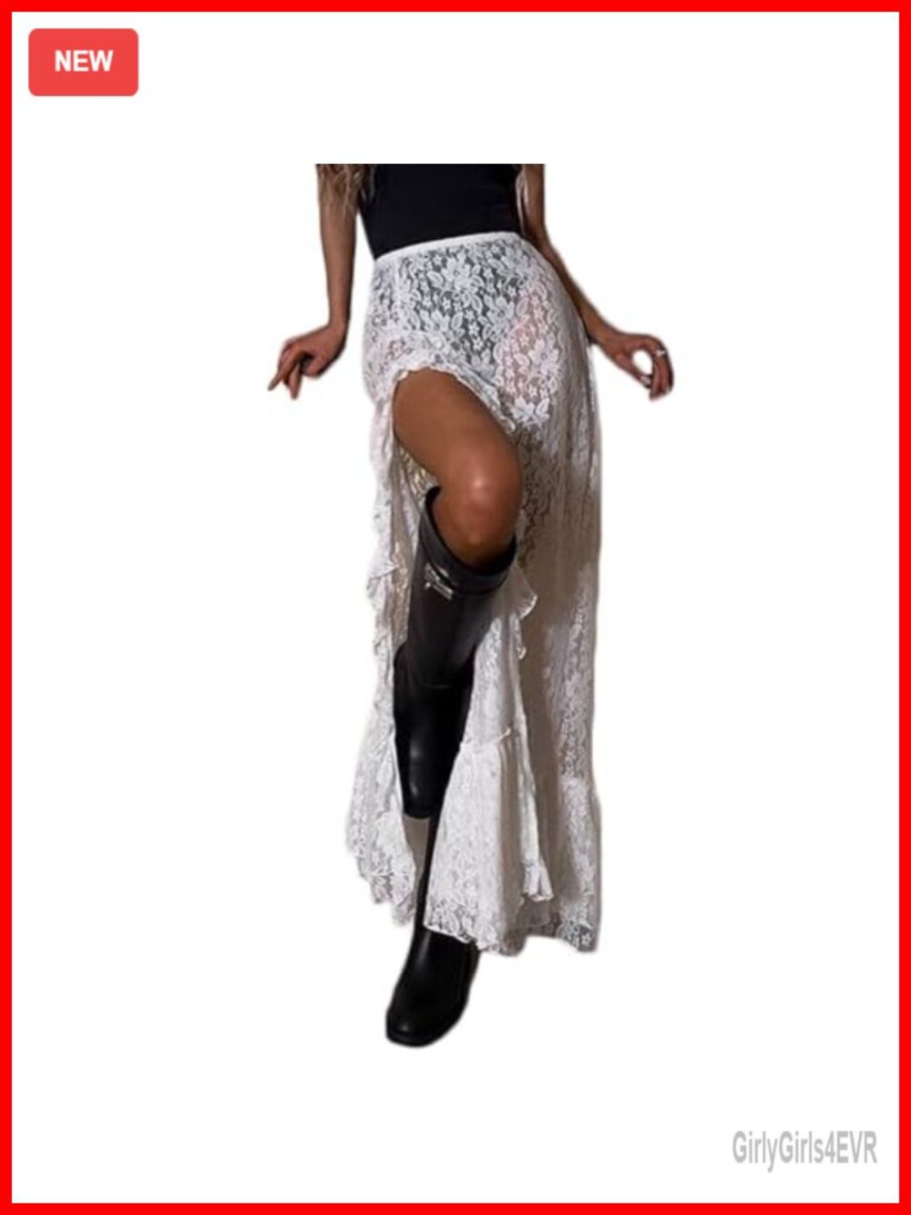 Floral Lace Sheer Maxi Skirt A-Line Beach Cover Up